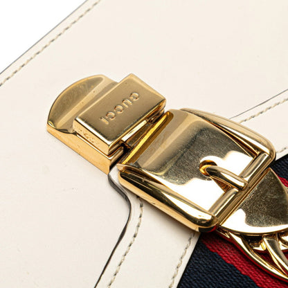 Gucci Sylvie Embroidered Handbag/Shoulder Bag 2Way 421882 White Leather