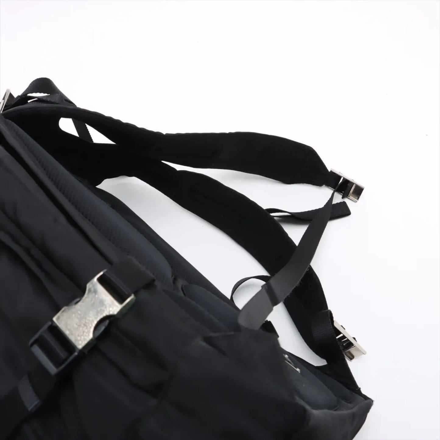 Prada Tessuto Nylon Triangle Logo Vz0055 Leather Backpack