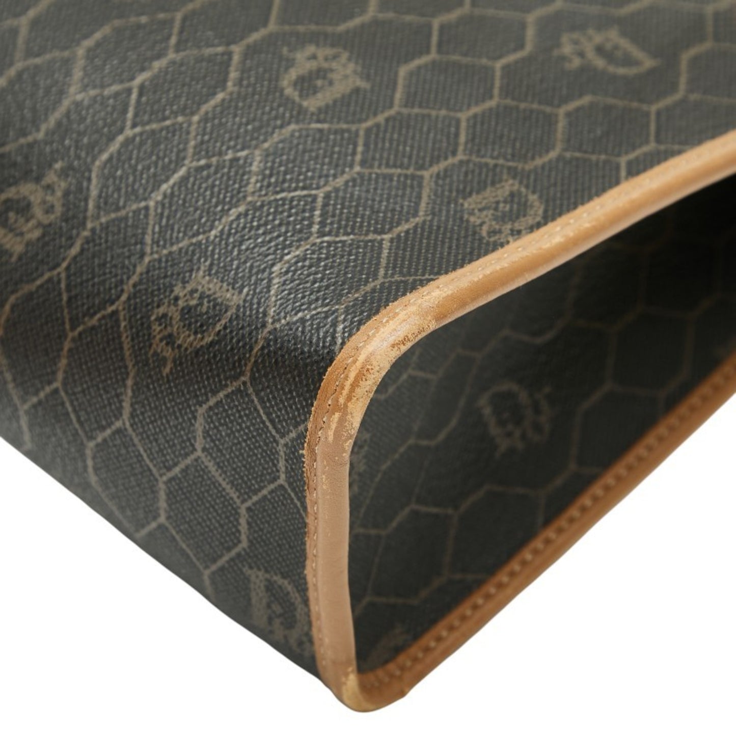 Christian Dior Dior Honeycomb Clutch Bag Black Brown Leather