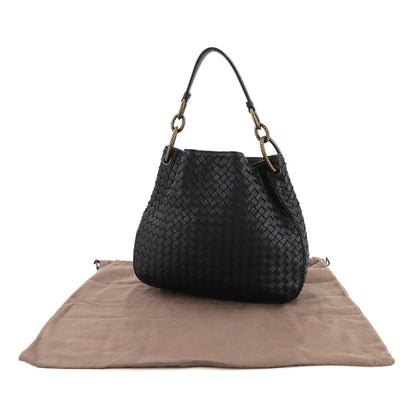 Bottega Veneta Intrecciato Loop Hobo Shoulder Bag In Black Leather