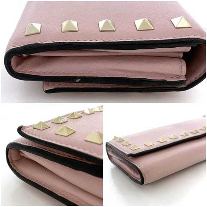 Valentino Garavani Bifold Long Wallet Pink Rockstud Studded Leather