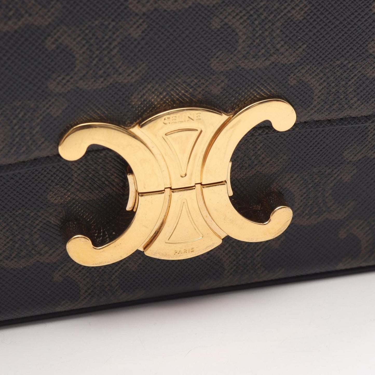 Celine Claude Triomphe Shoulder Bag In Coated Canvas And Leather