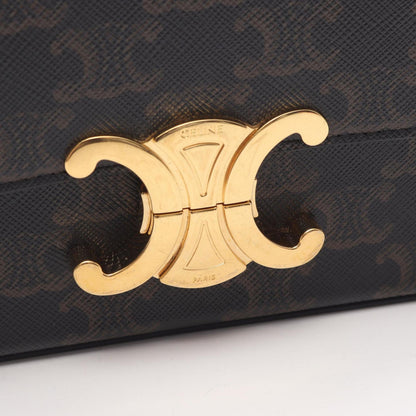 Celine Claude Triomphe Shoulder Bag In Coated Canvas And Leather