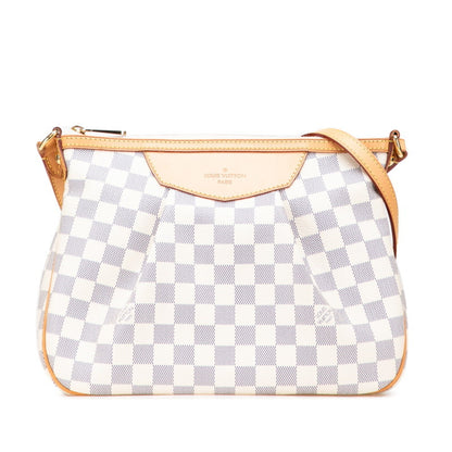 Louis Vuitton Damier Azur Syracuse Pm Crossbody Shoulder Bag N41113 White Leather