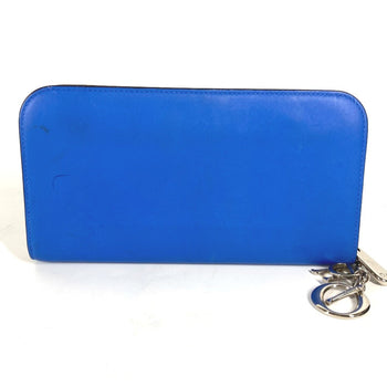 Christian Dior Long Wallet Zip Around Long Wallet Blue Black