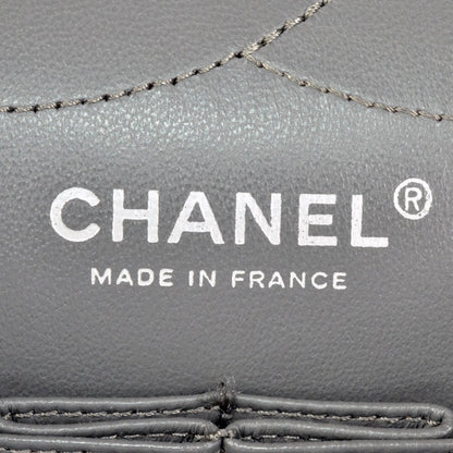 Chanel Matelasse Double Flap Chain Shoulder Bag Leather 2.55 Grey