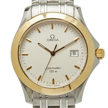 Omega Seamaster Watch 2411.31 Quartz Beige Dial Stainless Steel Yellow Gold