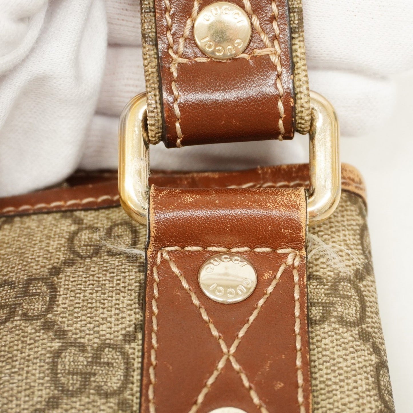 Gucci Gg Supreme Sherry Line Shoulder Bag 246413 Brown Champagne