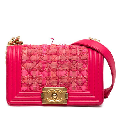 Chanel Boy Chanel 20 Chain Shoulder Bag In Pink Tweed