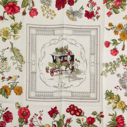 Hermes Herms Carr 90 "Quai Aux Fleurs" Flowering Coast Scarf