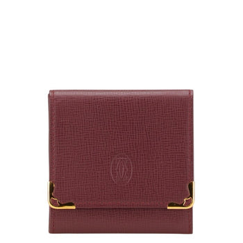 Cartier Must Line Wallet/Coin Case Wine Red Bordeaux Leather