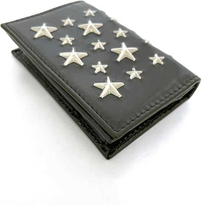 Jimmy Choo Business Card Case Ec-23889 Khaki Green Patent Leather Jimmy Choo Studded Star Design