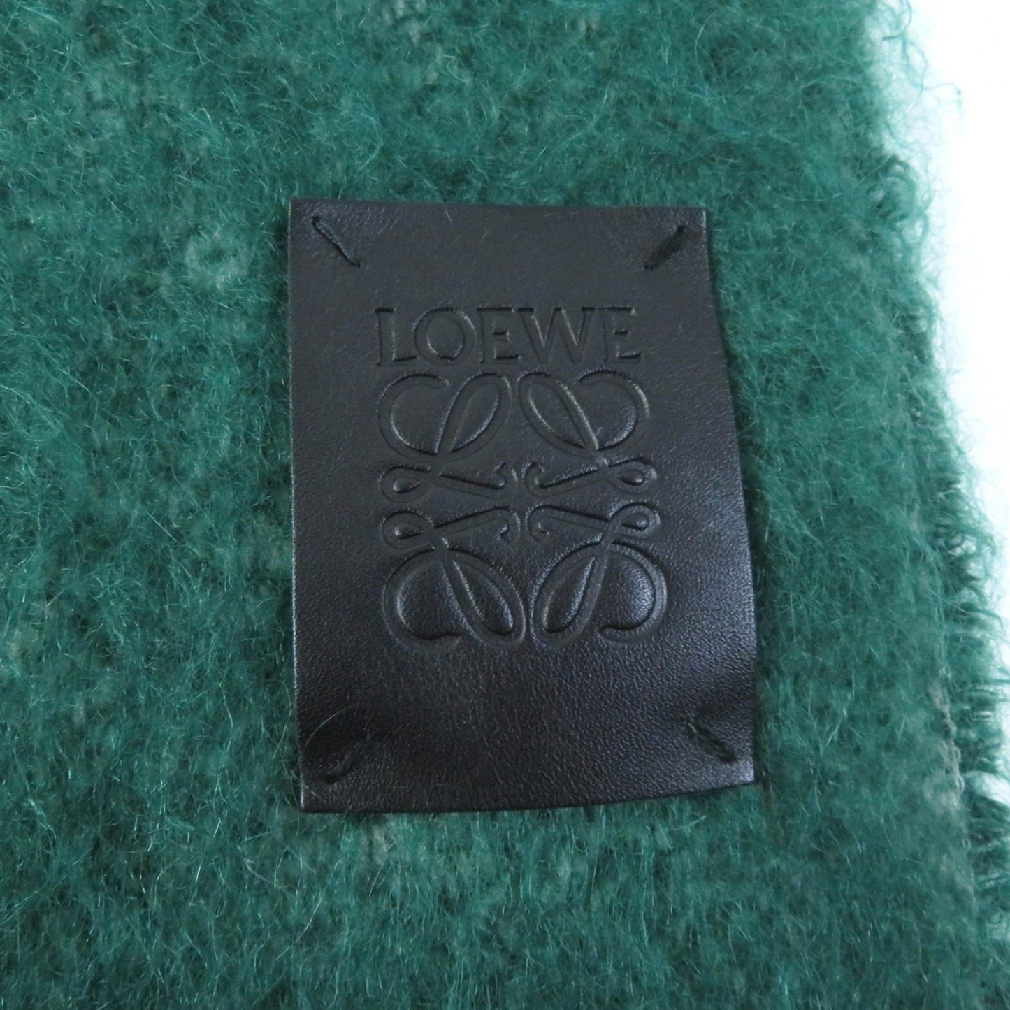 Loewe Women'S Mohair And Wool Blend Scarf With Anagram Logo Patch Fringe