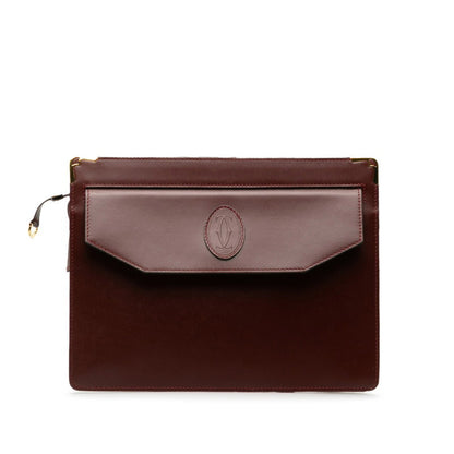 Cartier Must Line Second Bag Wine Red Leather
