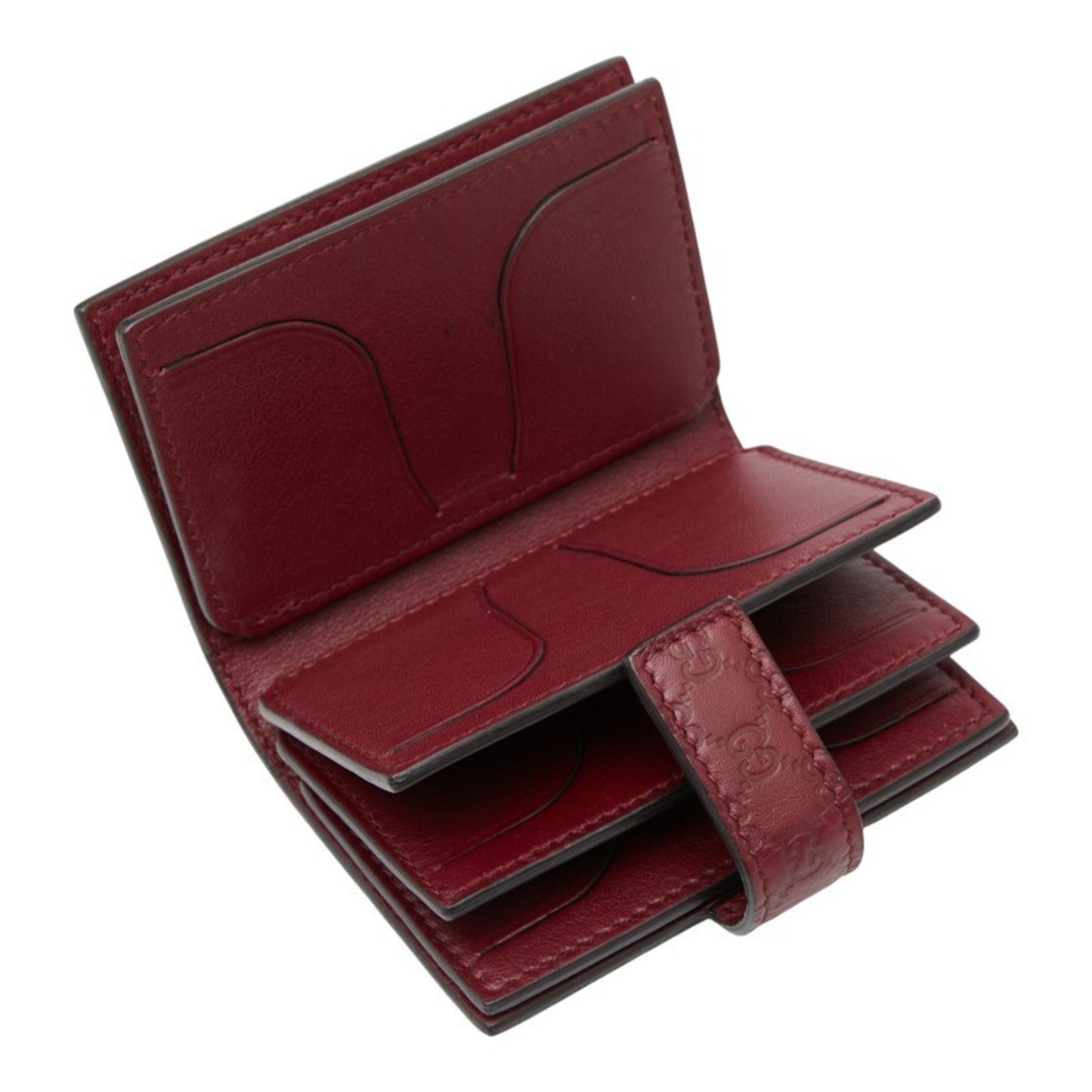Gucci Micro Guccissima Business Card Case/Card Holder 309656 Wine Red/Bordeaux Leather