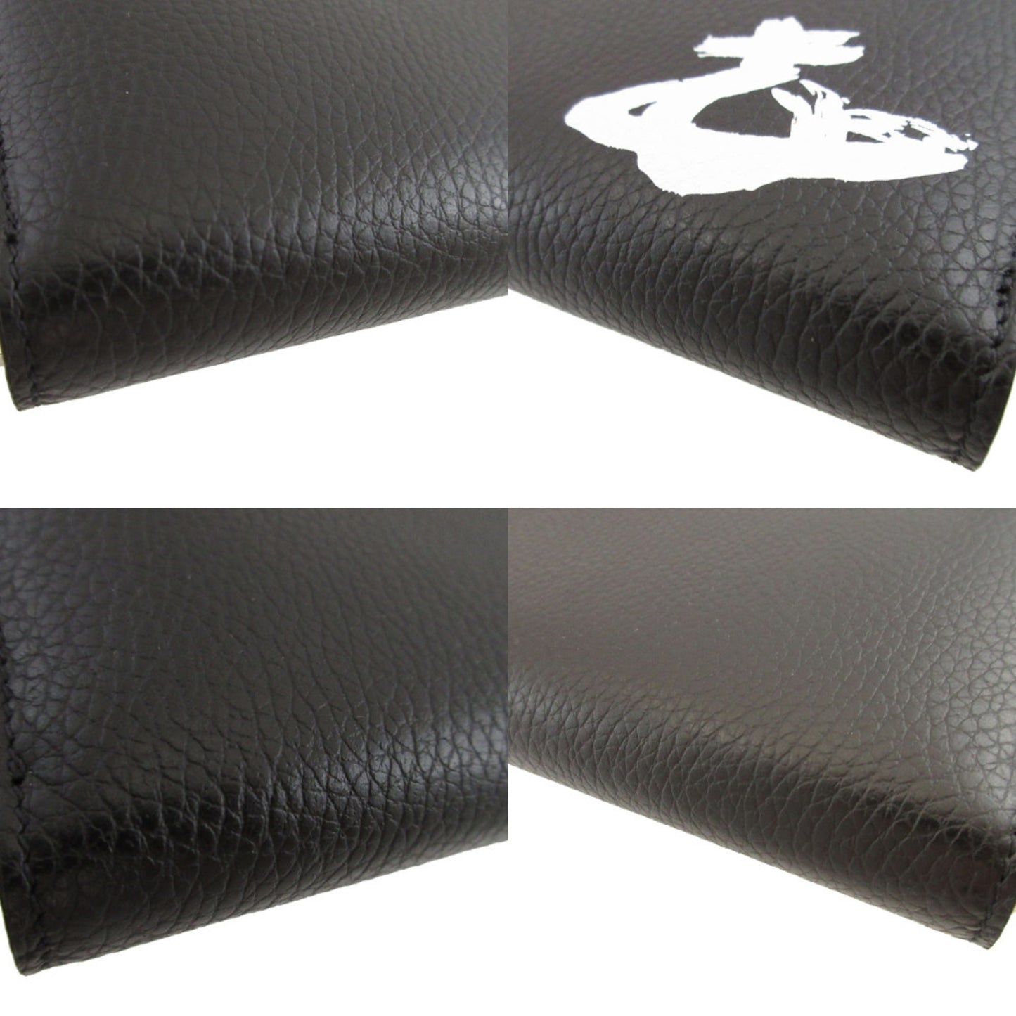 Unused Vivienne Westwood Orb Pattern Leather Black Round Zip Long Wallet 1657