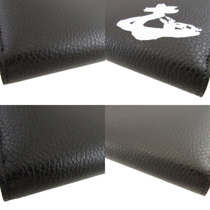 Unused Vivienne Westwood Orb Pattern Leather Black Round Zip Long Wallet 1657