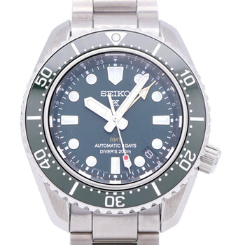 Like New Seiko Prospex Mechanical Divers Gmt Sbej009 / 6R54-00D0 Automatic Watch Ss Green Dial