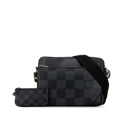 Louis Vuitton Damier Graphite 3D Trio Messenger Crossbody Shoulder Bag N50017 Black Pvc Leather