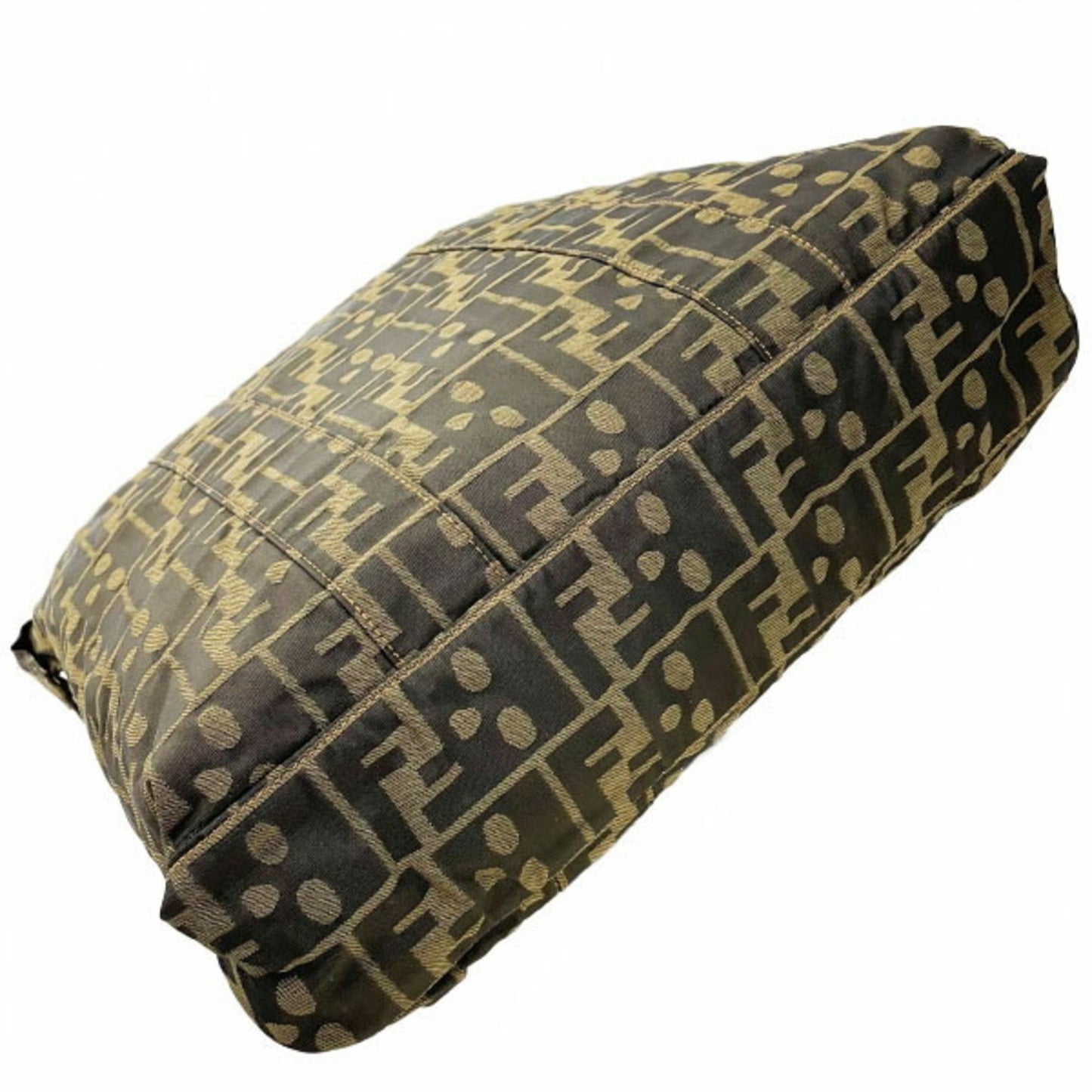 Fendi Handbag Zucca Tote Bag Nylon Brown 7Va196 Ff Skull Kn-13038