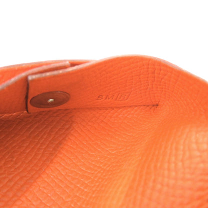 Herms Bastia Epsom Leather Coin Case Wallet In Orange