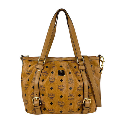 Mcm Handbag Shoulder Bag Leather Brown Black Gold