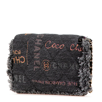 Chanel Matelasse Coco Mark Fringe Crossbody Chain Shoulder Bag Pochette In Black