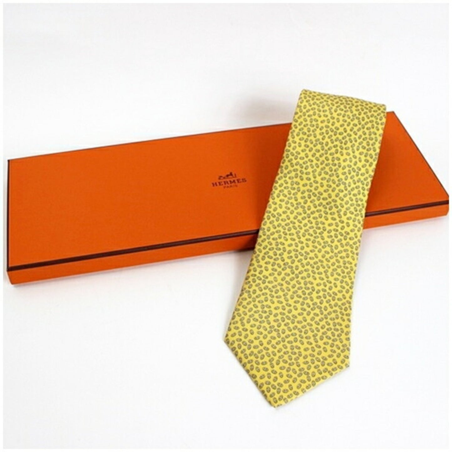 Hermes Silk Necktie Chaine D'Ancre Pattern Hermes