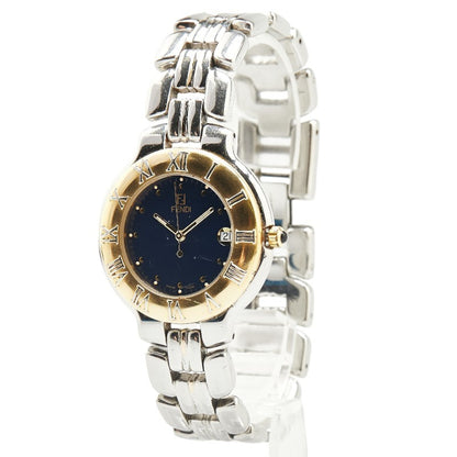 Fendi Watch 900G Quartz Black Dial Stainless Steel Plated