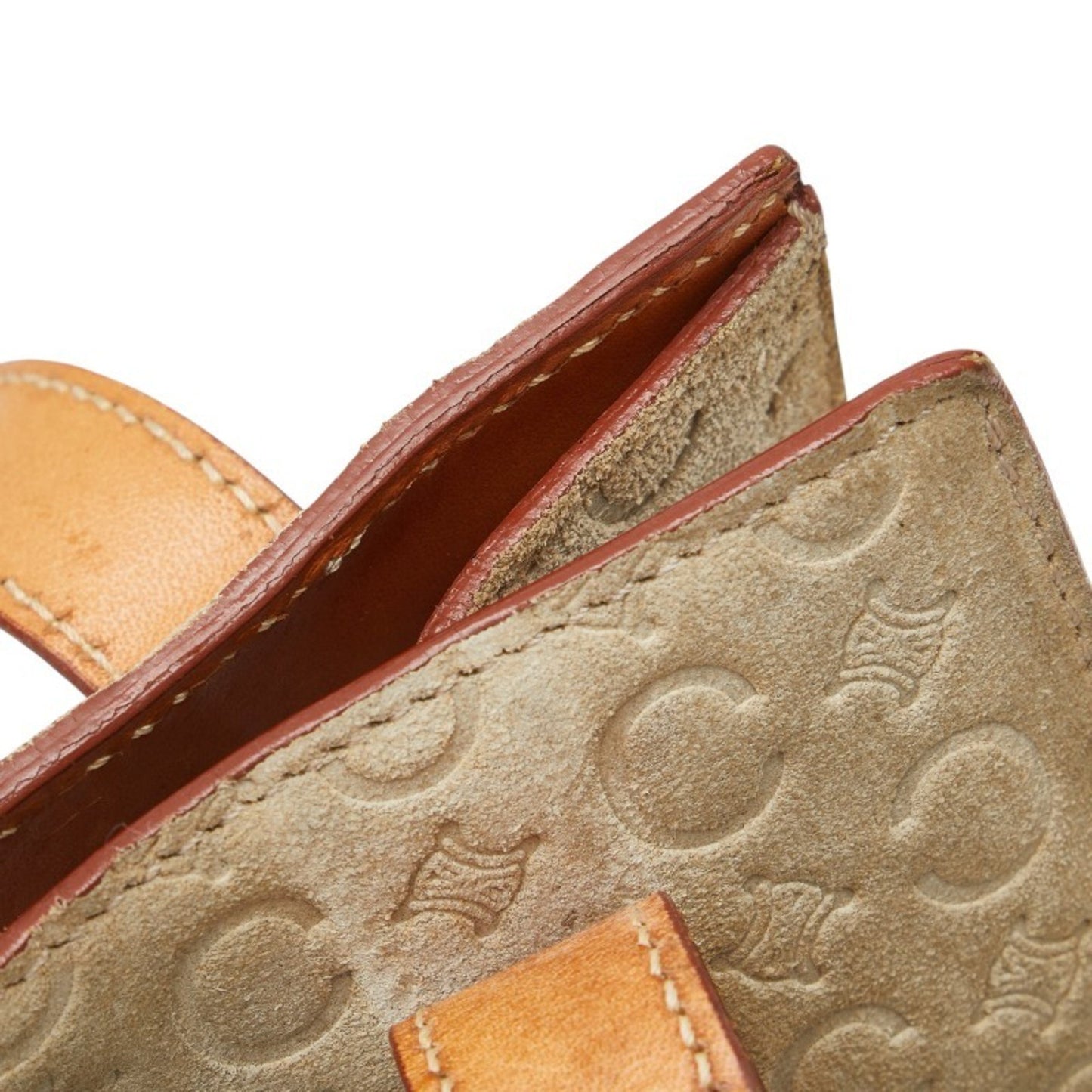 Celine Macadam Handbag In Beige Suede