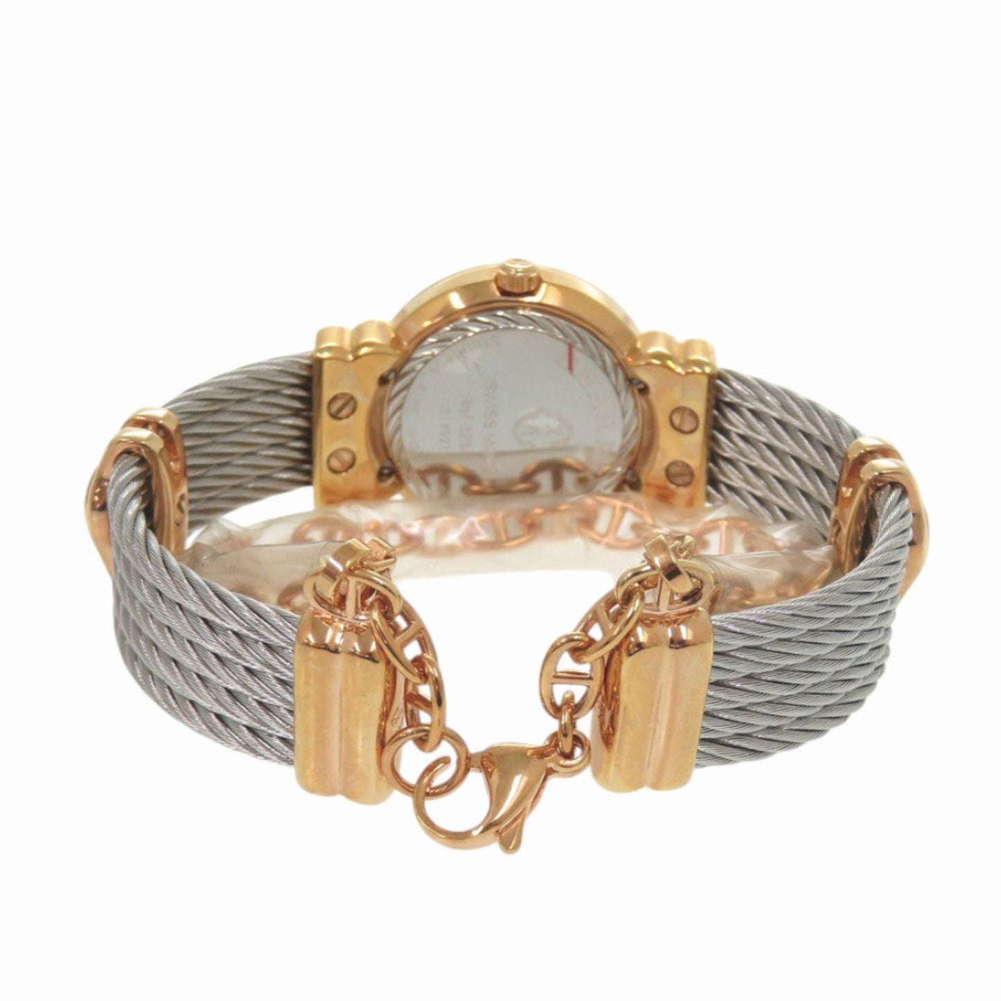 Unused Charriol Saint-Tropez 028Bhp.540.552 Stainless Steel White Shell Pink Gold Dial Quartz