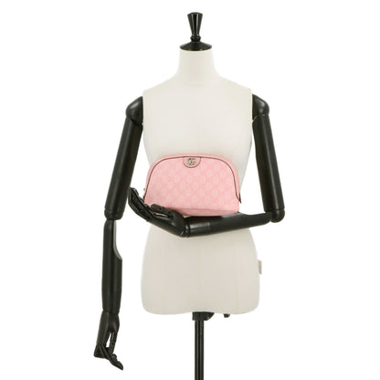 Gucci Ophidia Gg Supreme Pouch Bag Leather Pink 625551 Silver Hardware