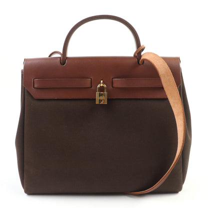 Hermes Airbag Pm Toile Officier Vibrato Shoulder Bag With Gold Hardware