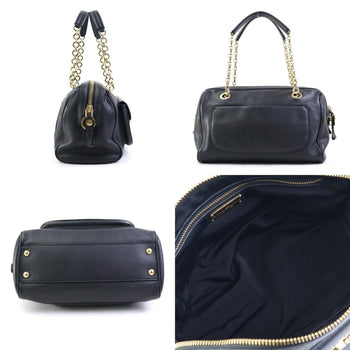Salvatore Ferragamo Handbag Gancini Leather Black Gold