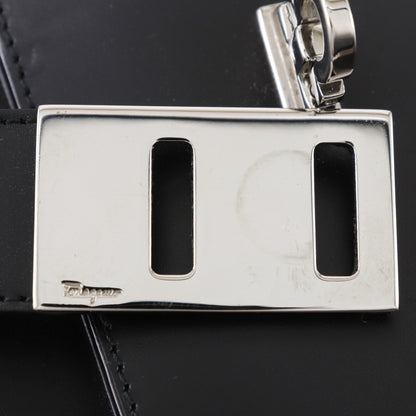 Salvatore Ferragamo Gancini Shoulder Bag Ab-21 0169 In Black Calfskin