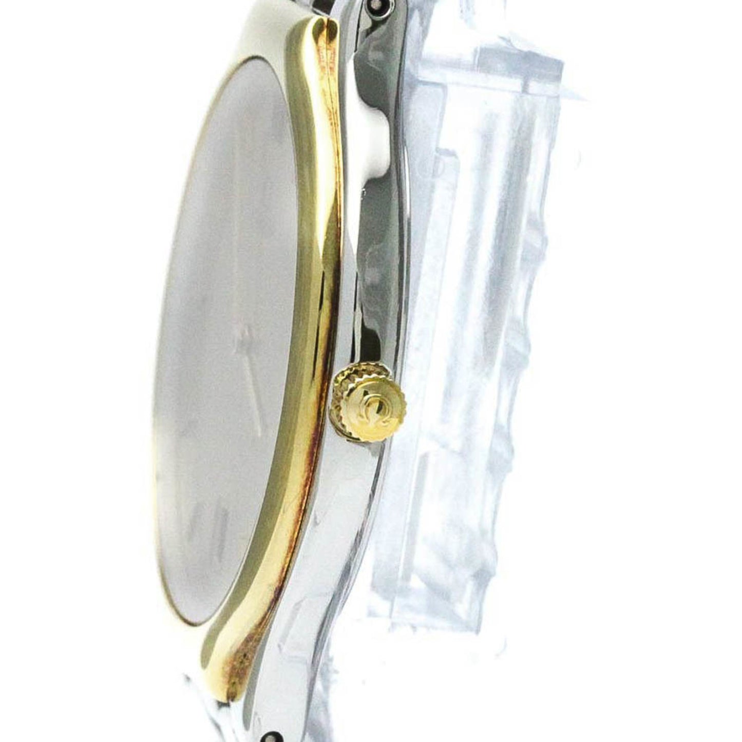 Polished Omega De Ville K18 Gold Steel Quartz