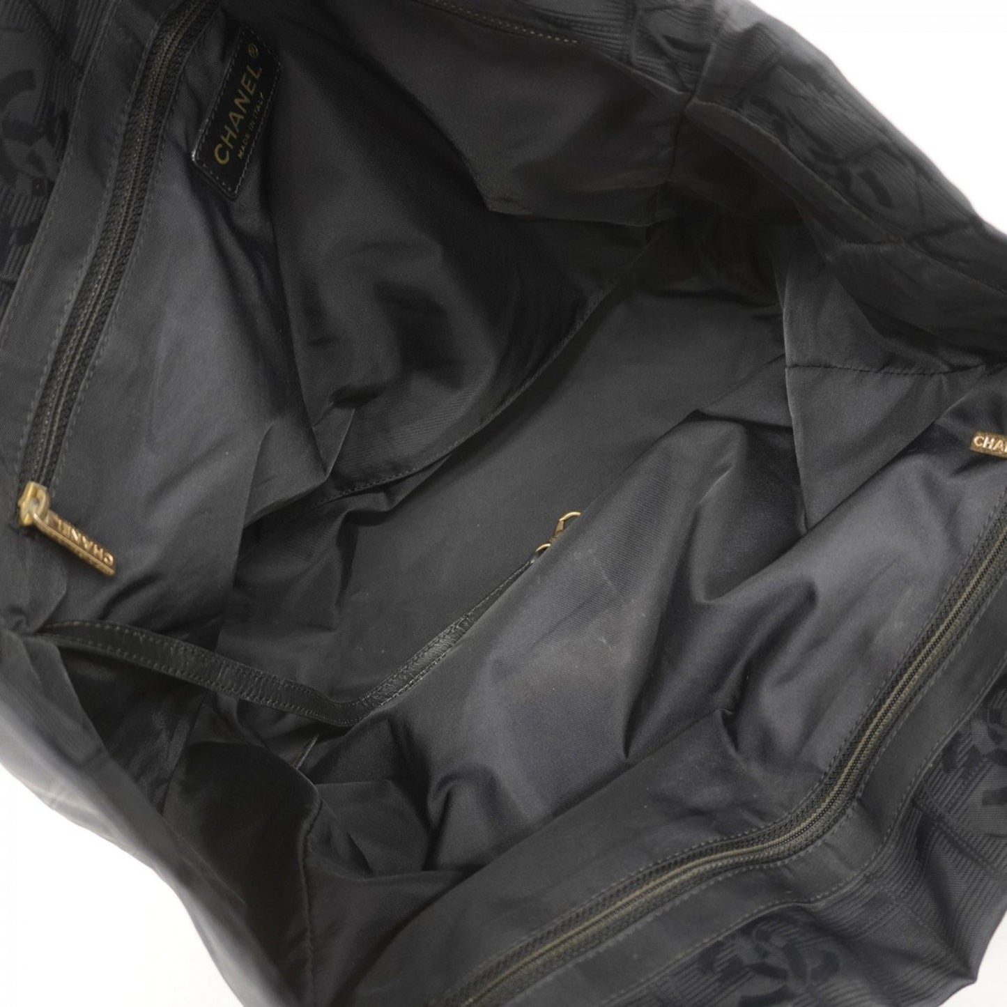 Chanel New Travel Nylon Tote Bag In Black Champagne