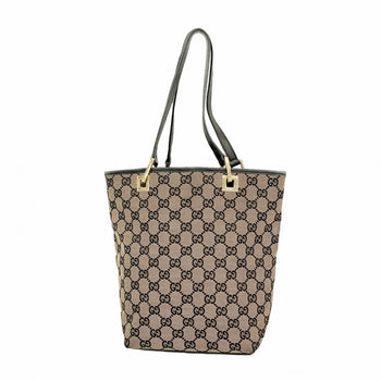 Gucci Tote Bag Gg Canvas 002 1099 Brown Black Champagne