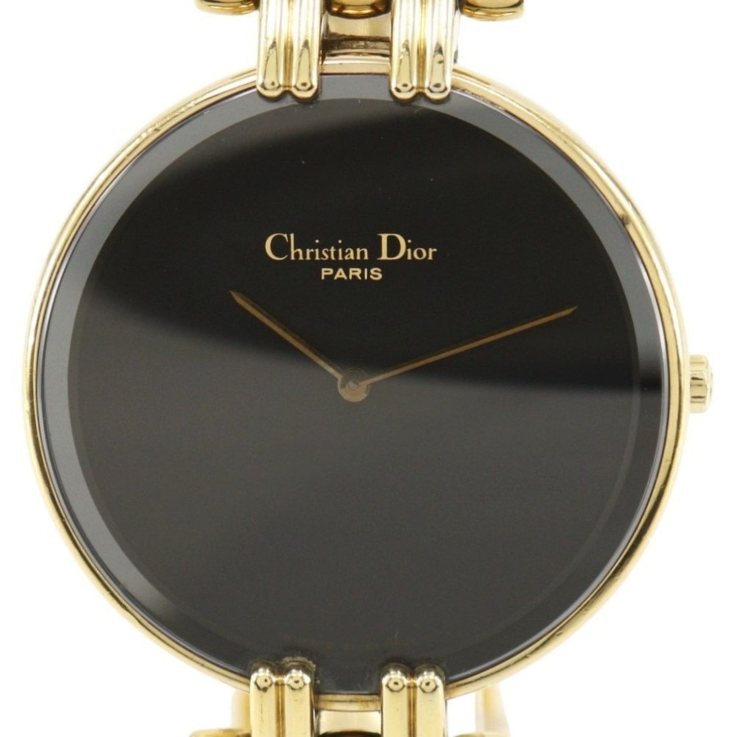 Christian Dior Bakira Watch 47 154-2 Gold Plated Quartz Analog Display Black Dial