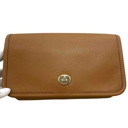 Coach Shoulder Bag Ec-23956 Camel Brown F87768 Leather Crossbody Turnlock Flap