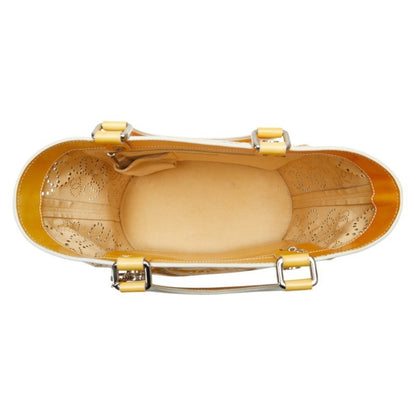 Chanel Perforated Coco Mark No. 5 Handbag Tote Bag Yellow Patent Leather