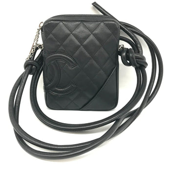 Chanel Cambon Line Small Pochette Black Leather Shoulder Bag Coco Mark 9Th Series Chanel
