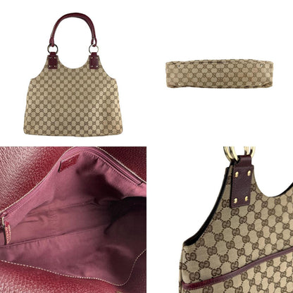 Gucci Gg Canvas And Leather Handbag In Bordeaux Brown