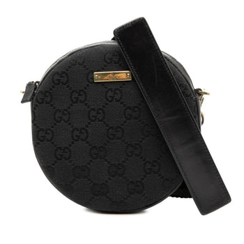 Gucci Gg Canvas Crossbody Shoulder Bag Pochette 90700 Black Leather