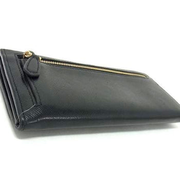 Prada Saffiano Metal Oro 1Mh132 Black Leather Long Wallet