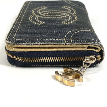 Chanel A31900 Sparkling Denim Cc Coco Mark Logo Long Wallet Round Zipper