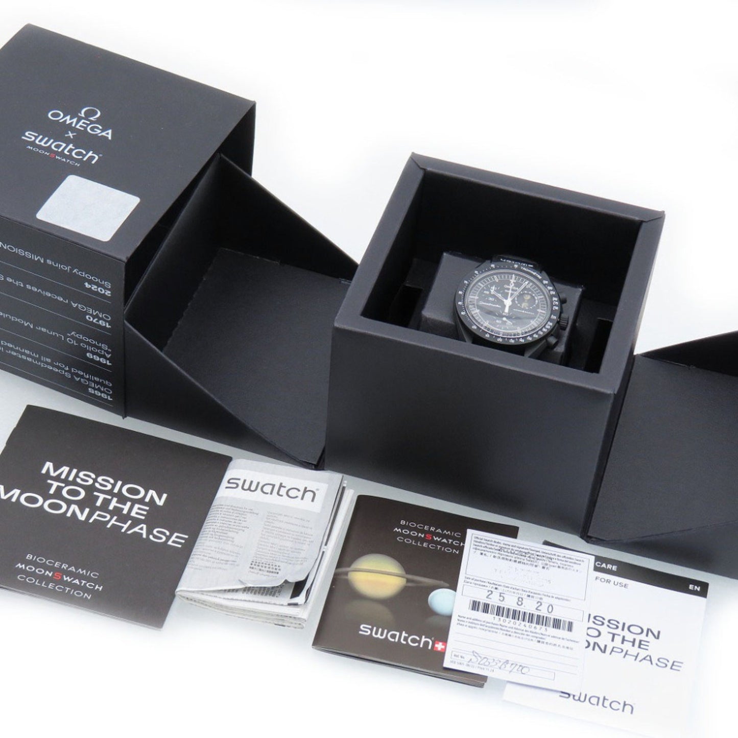 Unused Omega Quartz X Swatch Mission To The Moon Phase Snoopy Speedmaster S033B700 Wristwatch