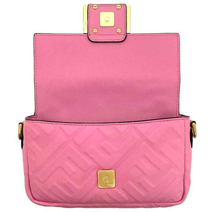 Fendi Baguette Small Pink Gold 8Bs017 Leather Gp Fendi Shoulder Bag Ff Embossed