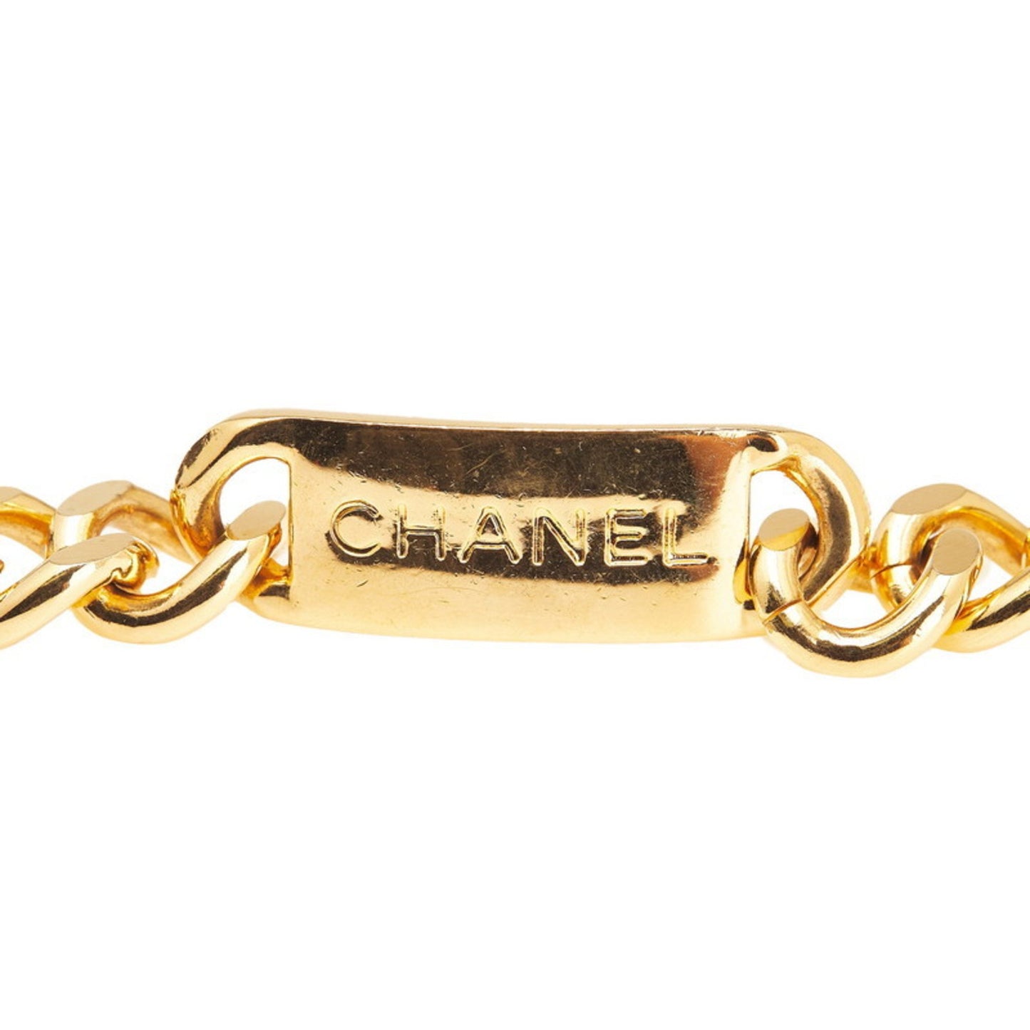 Chanel Coco Mark Medallion Logo Plate Chain Belt Gold Plated
