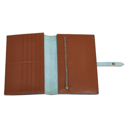 Celine Bi-Fold Wallet Blue Brown Leather